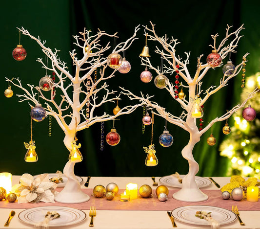 Resin Artificial Tree for Tree Centerpiece, Home Decoration, Wedding Centerpiece, Creative Ornaments Display 30 Inches (30 Inch X 2, White)