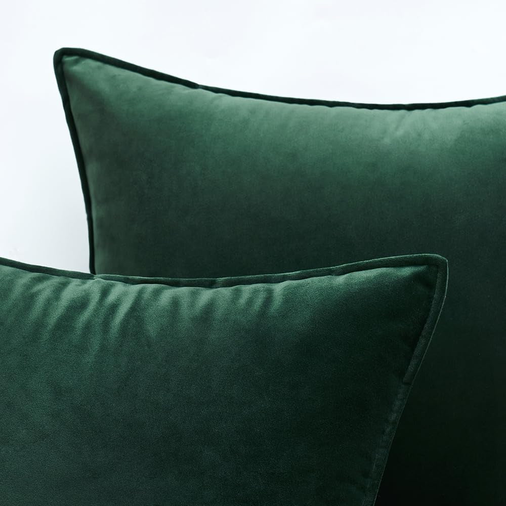 Pack of 2 Christmas Decorative Velvet Throw Pillow Cover Soft Pillowcase Solid Square Cushion Case for Winter Sofa Bedroom Car 20X20 Inch 50X50 Cm Army Green