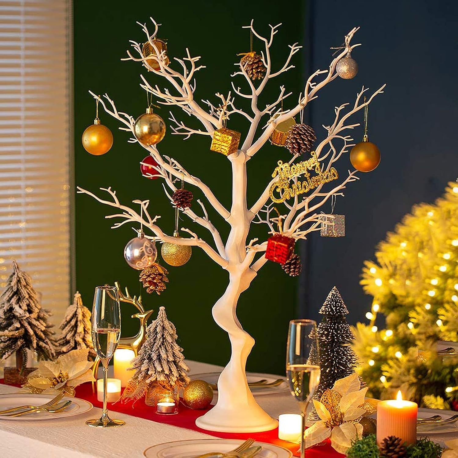 Resin Artificial Tree for Tree Centerpiece, Home Decoration, Wedding Centerpiece, Creative Ornaments Display 30 Inches (30 Inch X 2, White)