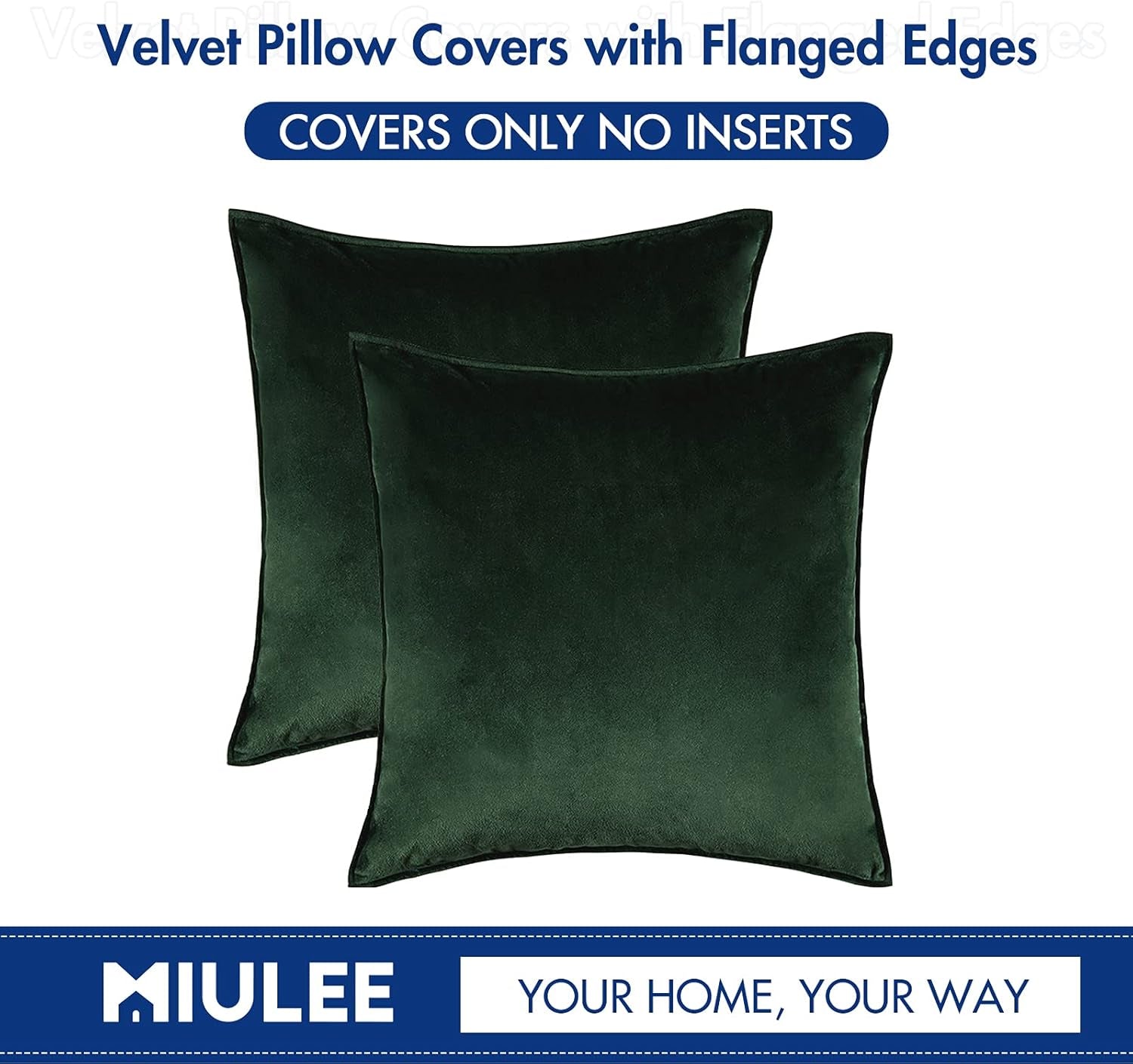 Pack of 2 Christmas Decorative Velvet Throw Pillow Cover Soft Pillowcase Solid Square Cushion Case for Winter Sofa Bedroom Car 20X20 Inch 50X50 Cm Army Green