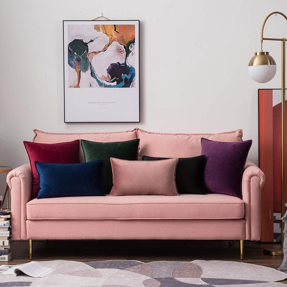 Pack of 2 Christmas Decorative Velvet Throw Pillow Cover Soft Pillowcase Solid Square Cushion Case for Winter Sofa Bedroom Car 20X20 Inch 50X50 Cm Army Green