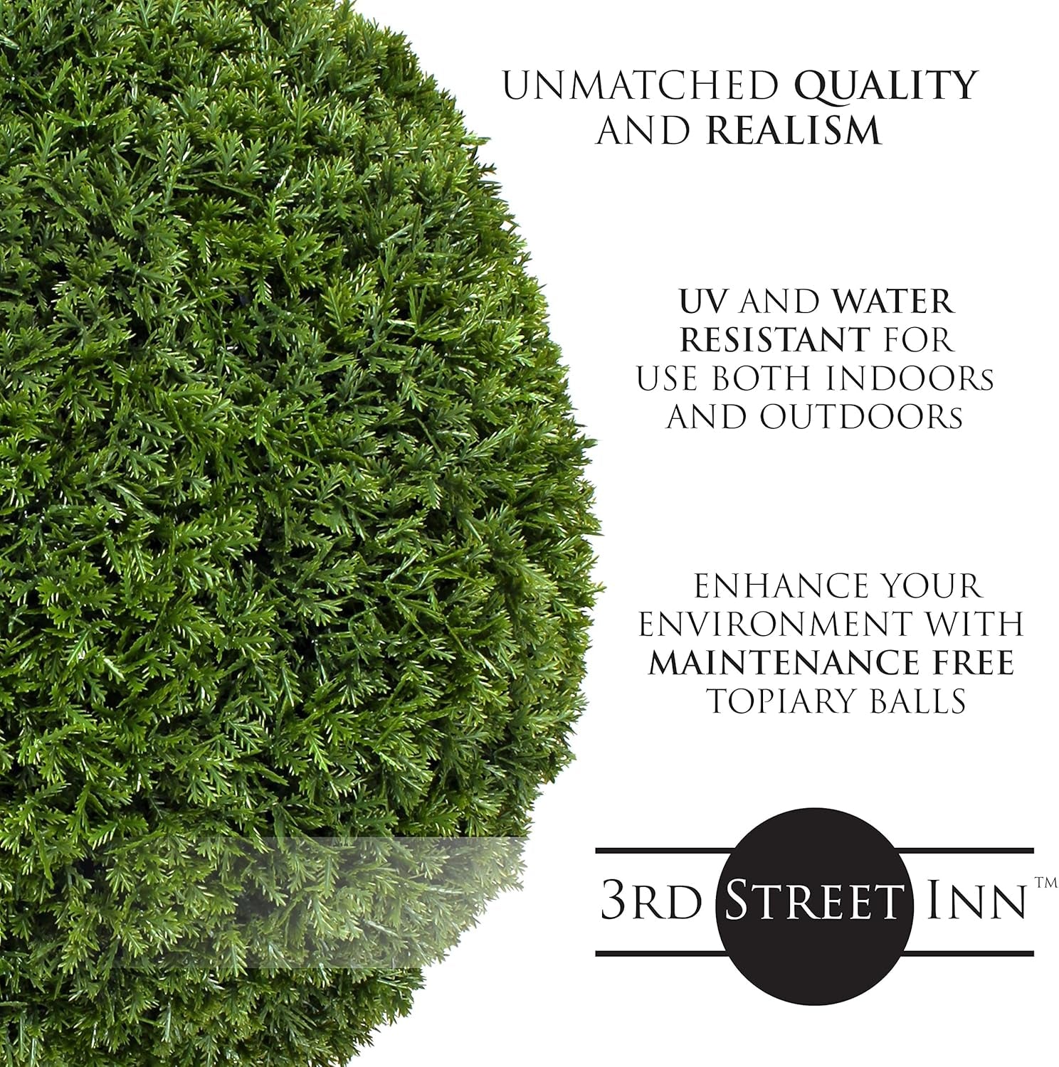 Small Cypress Topiary Ball - Artificial Plant Set - Indoor/Outdoor Wedding Party Decor - Faux Foliage Garden Sphere - Tree and Bush Substitute (7", 2 Pack)